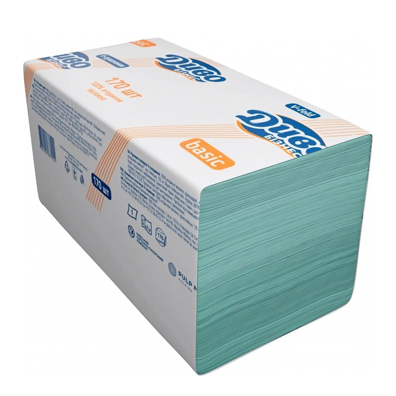 Диво Бізнес Basic рушники паперові V- складання 170 листів Зелені, одношарові